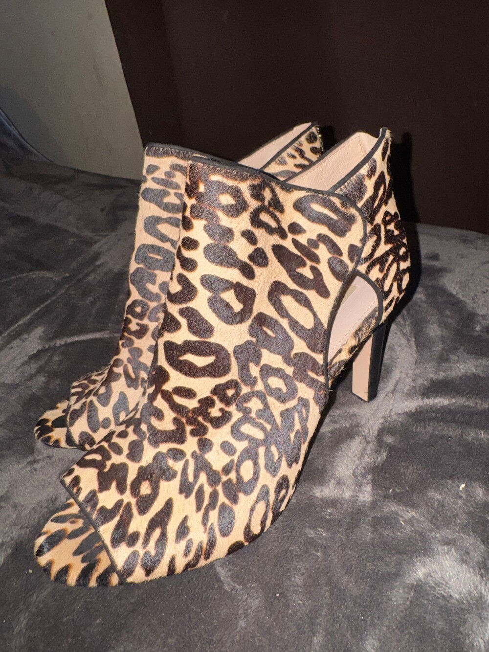Louise et Cie Leopard Print Open Toe Ankle Boots Size 10.5